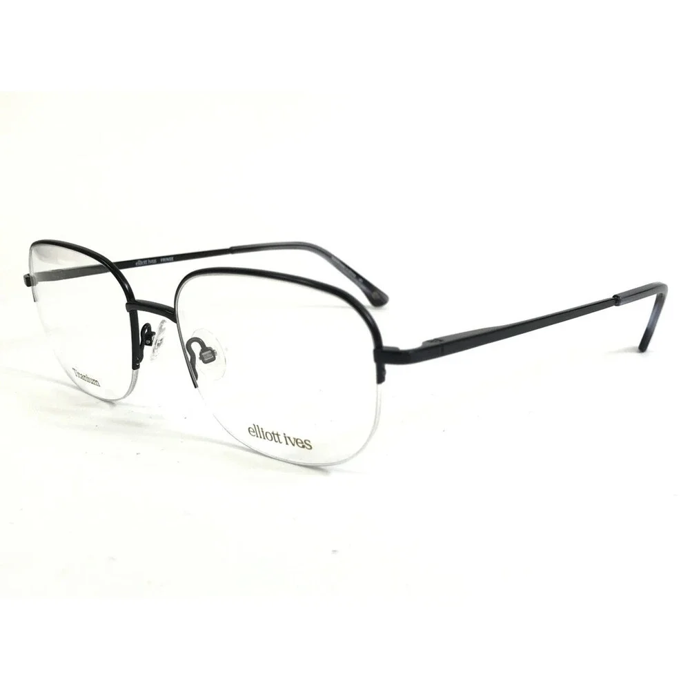 Elliott Ives Eyeglasses Frame FRINGE BK Black Square Half Rim Titanium 55-19-150